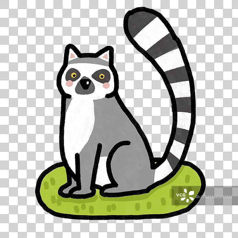 动物世界插画免抠素材之环尾狐猴图片素材