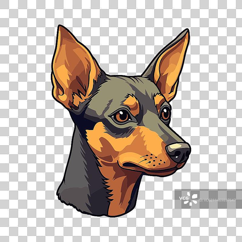 迷你杜宾犬品种可爱卡通形象图片素材