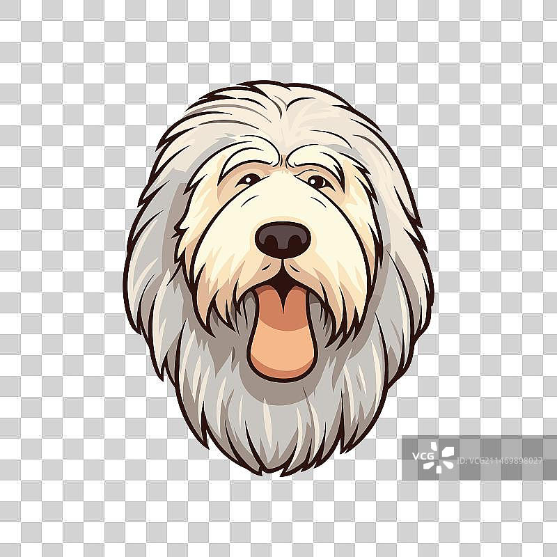 古代英国牧羊犬品种卡通卡哇伊图片素材