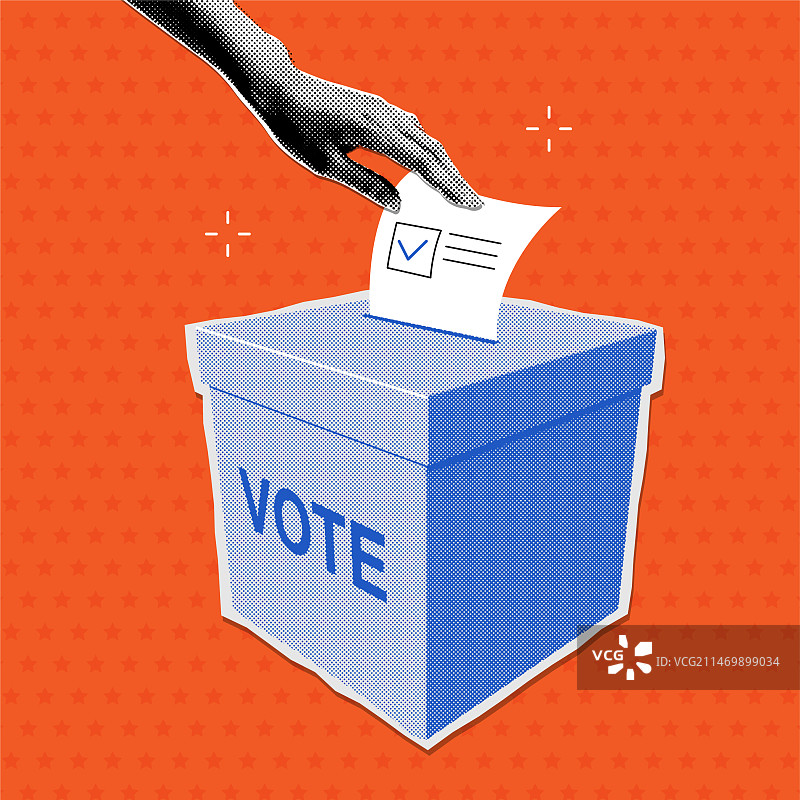 女人手将选票放入投票箱图片素材