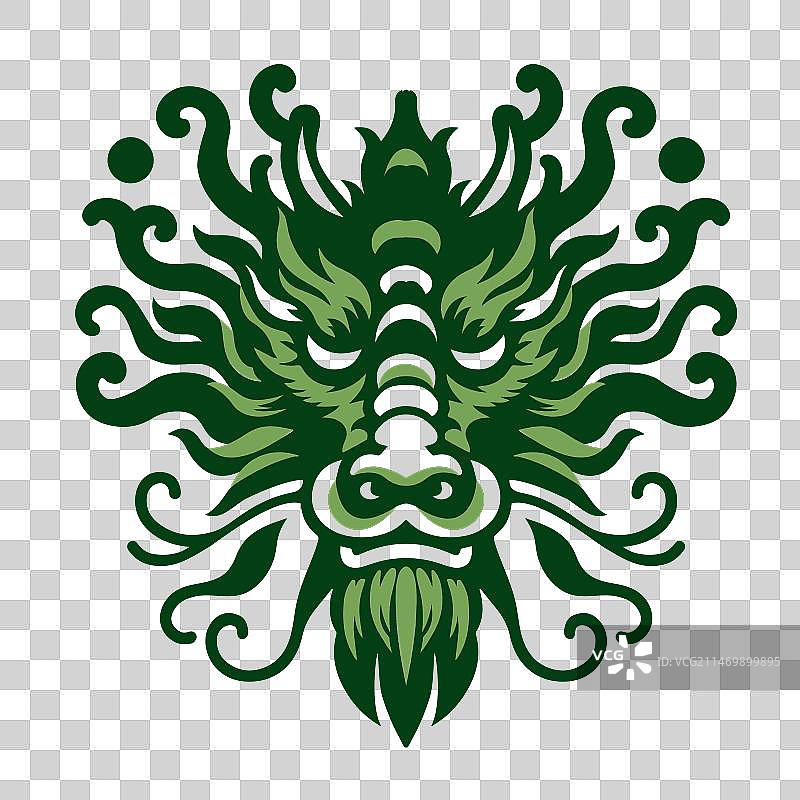 绿色龙头正面图Logo图片素材