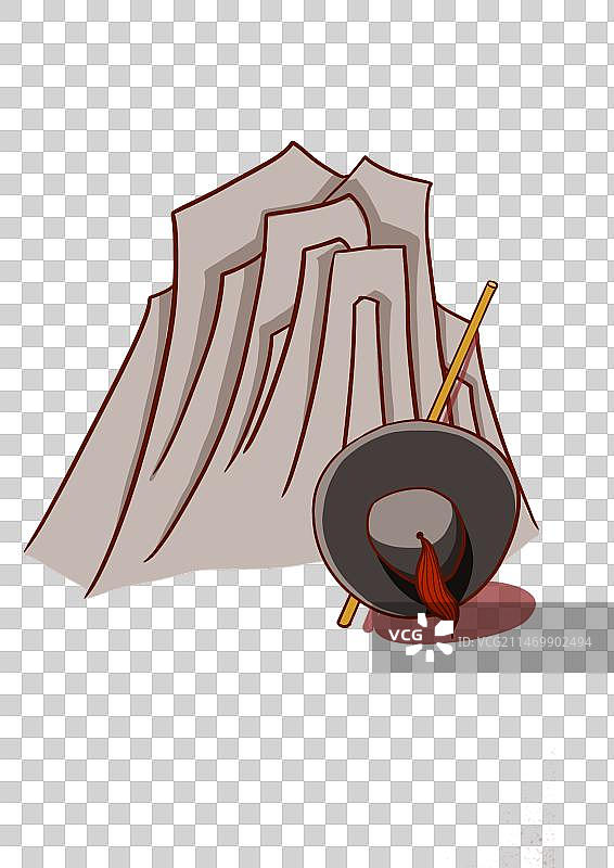 四大名著 水浒传 武松打虎插画元素帽子和棍子图片素材