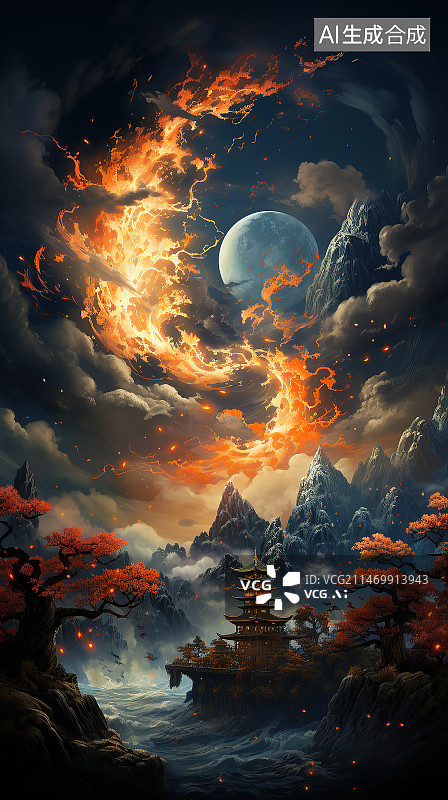 【AI数字艺术】精美奇幻炫彩壁纸背景竖版高清9:16图片素材