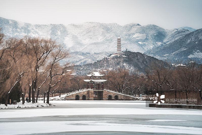 北京雪后西山晴雪颐和园古建筑冬季雪景图片素材