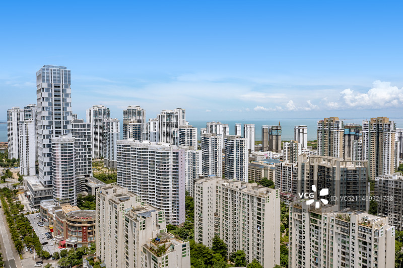 海口市美兰区城市风光航拍图片素材