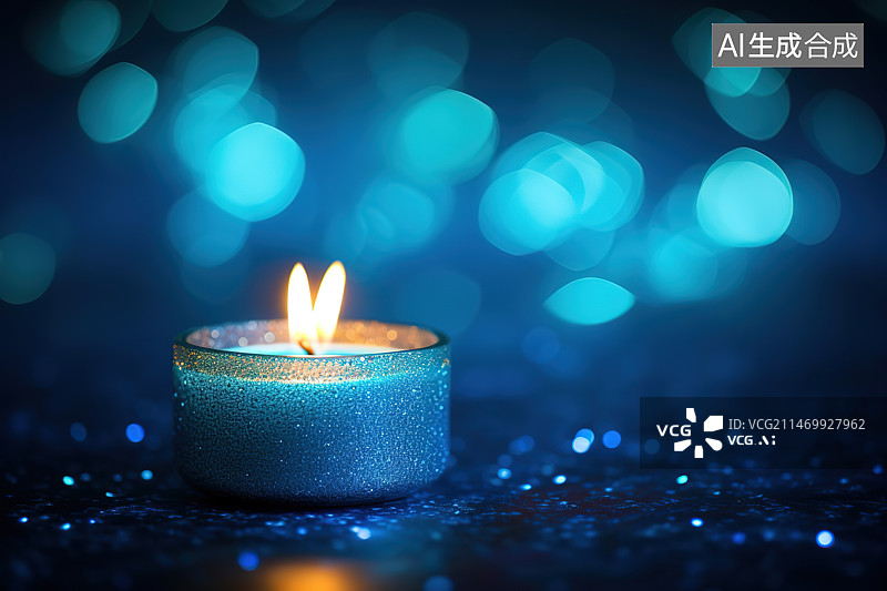 【AI数字艺术】暗室里点燃的蜡烛的特写镜头图片素材