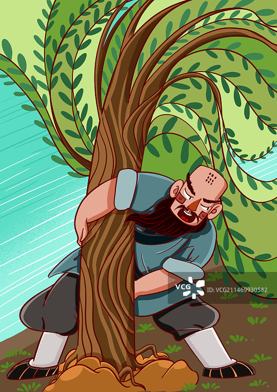 四大名著 水浒传 鲁智深倒拔垂杨柳图片素材