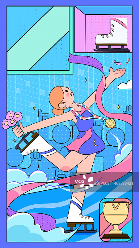 花样滑冰领奖获胜图片素材