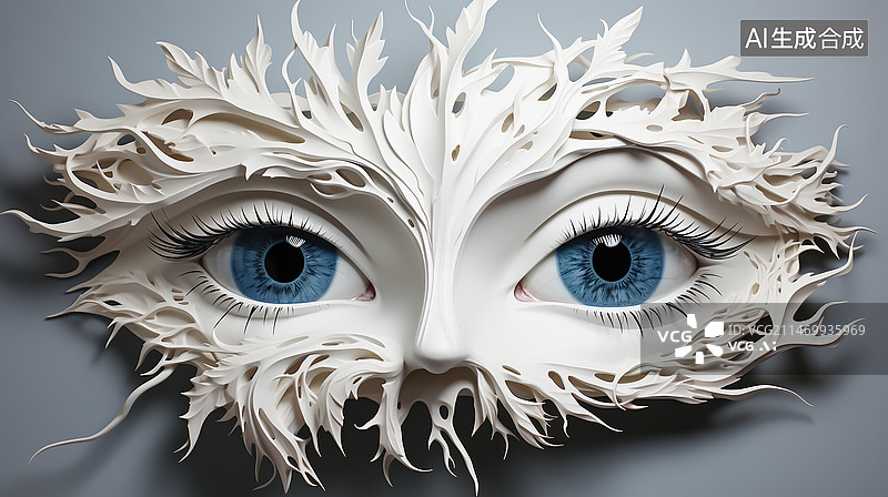 【AI数字艺术】剪纸衍纸风格眼睛图片素材