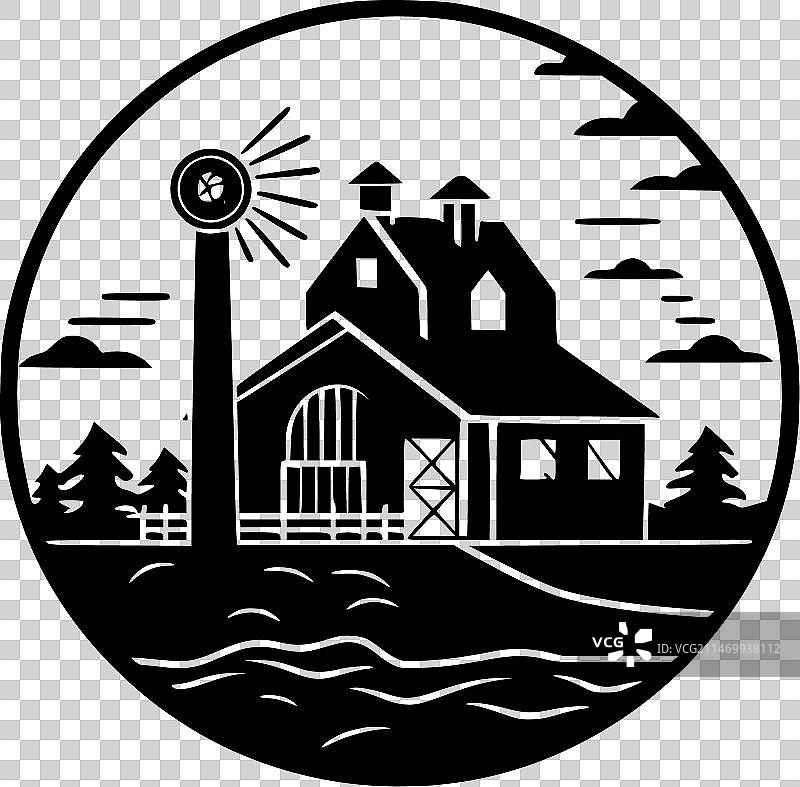 农舍黑白隔离图标图片素材