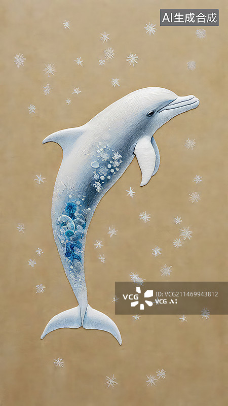 【AI数字艺术】海豚飞跃纯色背景图片素材