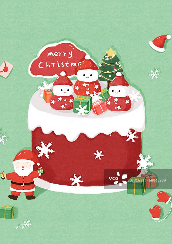圣诞蛋糕插画图片素材