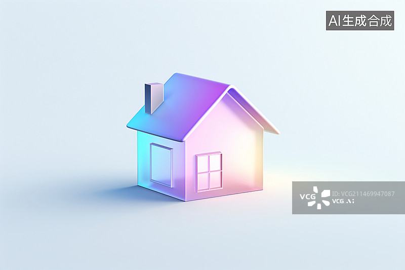 【AI数字艺术】3D立体房屋元素，房地产金融租赁销售概念插图图片素材
