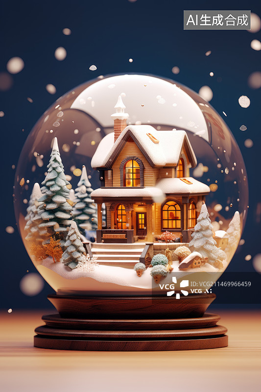 【AI数字艺术】带有玻璃罩的圣诞装饰物图片素材