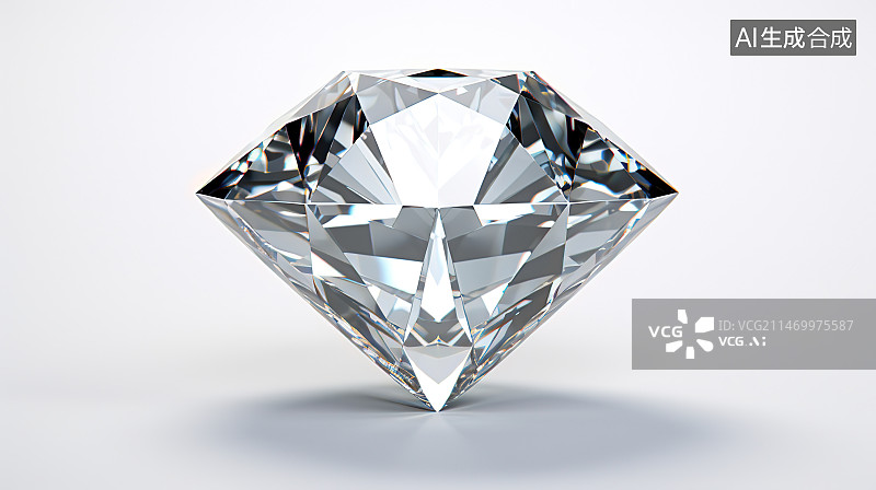 【AI数字艺术】白色背景下的钻石特写镜头图片素材