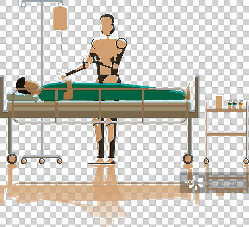 医疗机器人检查生病患者睡眠图片素材