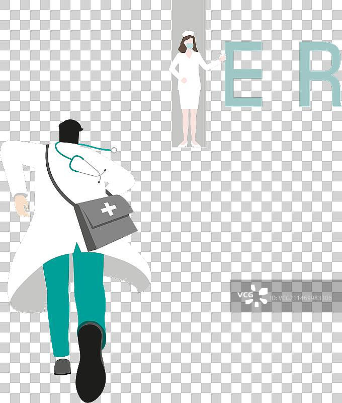 携带医疗设备的医生的背影图片素材
