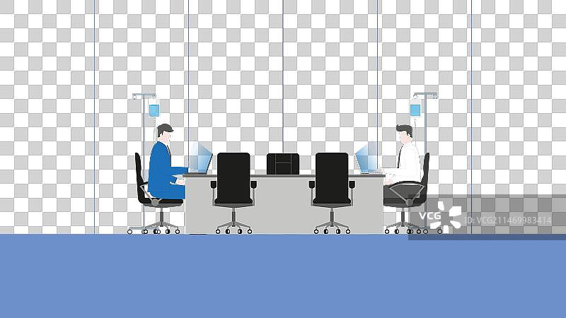 办公室会议中生病的商务人士图片素材