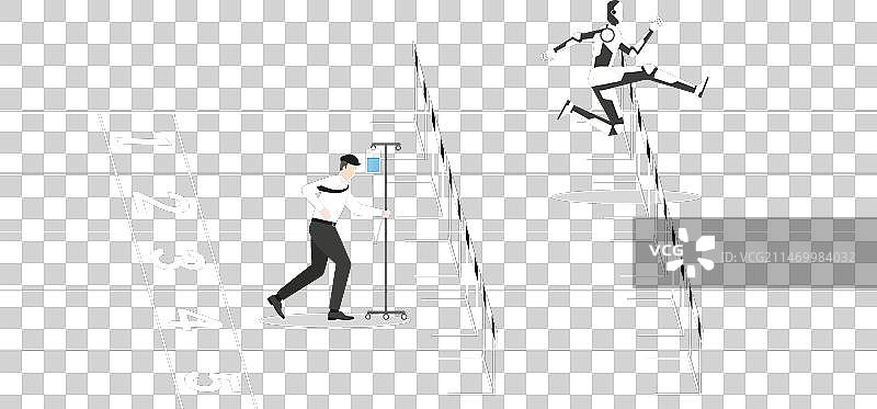 一个更快的机器人引导着一名正在进行生理盐水滴注的男人图片素材