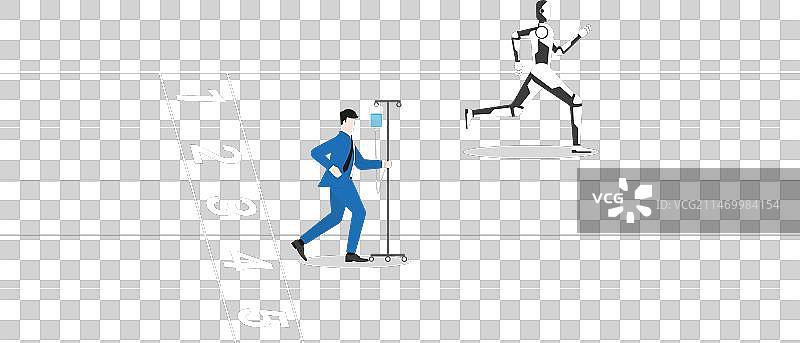 AI与人类对抗概念：商人与机器人图片素材