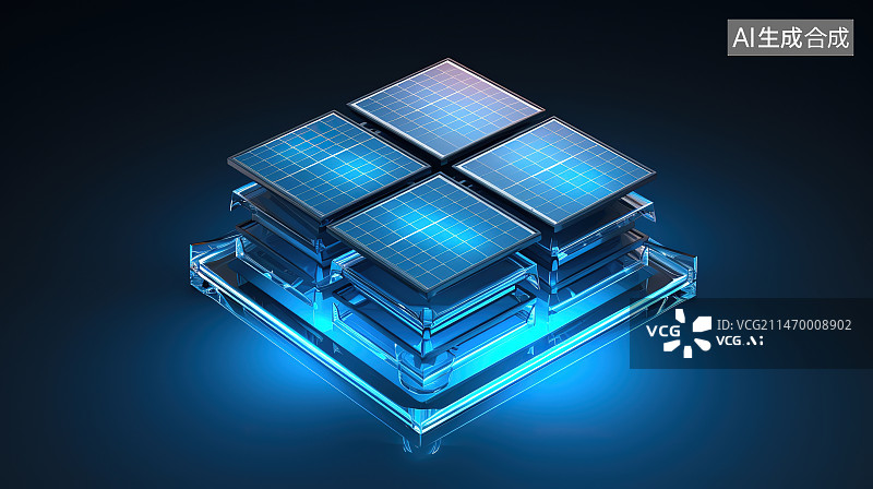 【AI数字艺术】蓝色背景下的网络连接插头特写图片素材