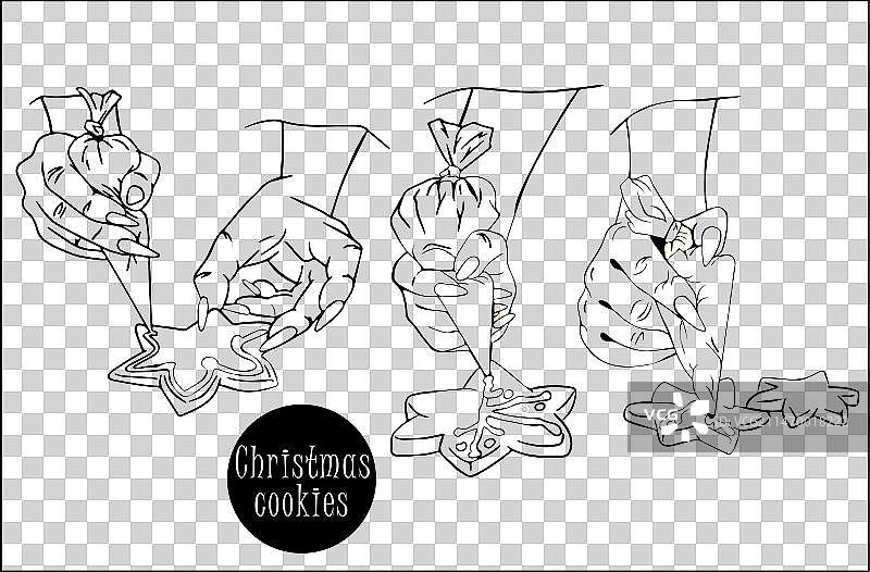 一套女性手拿裱花袋挤奶油的素材图片素材