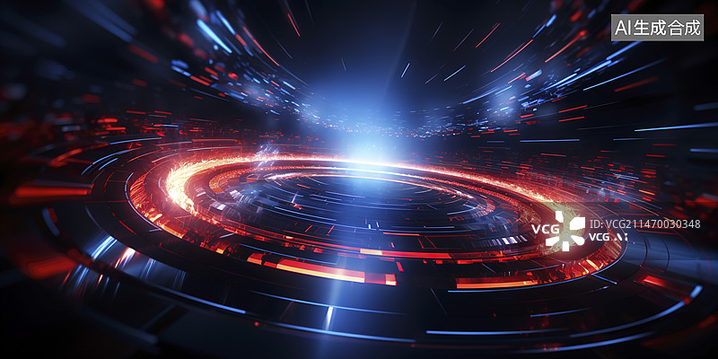 【AI数字艺术】红色蓝色发射引擎产品展台背景图片素材