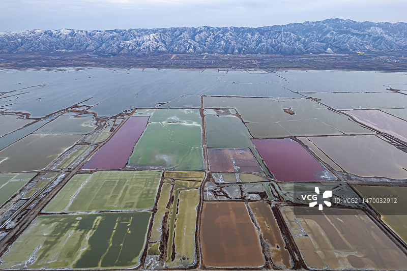 冬天的山西运城盐湖奇观图片素材