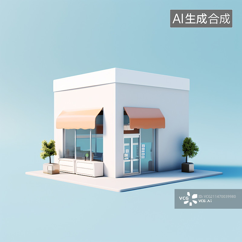 【AI数字艺术】3D立体商店小铺商铺咖啡店图片素材