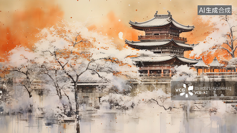 【AI数字艺术】冬季雪景随拍图片素材