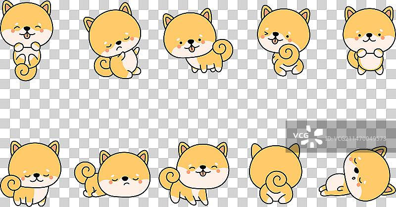 一组卡通风格的柴犬图片素材