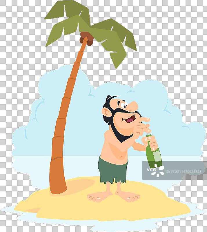 在荒岛上使用互联网和手机的男人图片素材