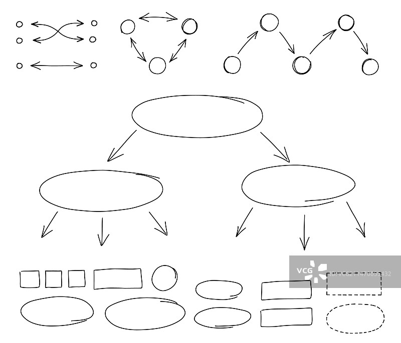 手绘流程图和图形元素箭头图片素材