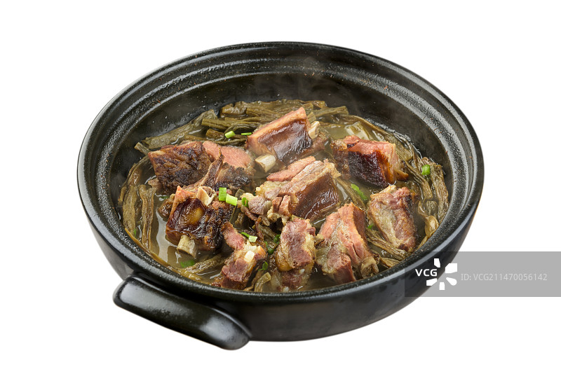 美食菜品干豇豆煨腊排骨图片素材