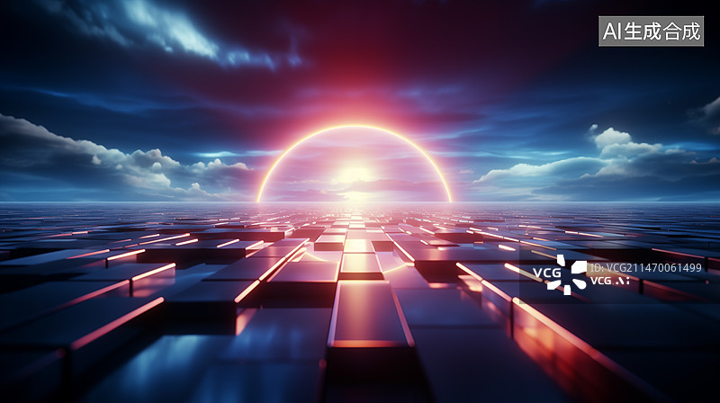 【AI数字艺术】抽象概念科技发光背景图图片素材