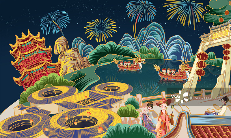 漳州夜景图片素材