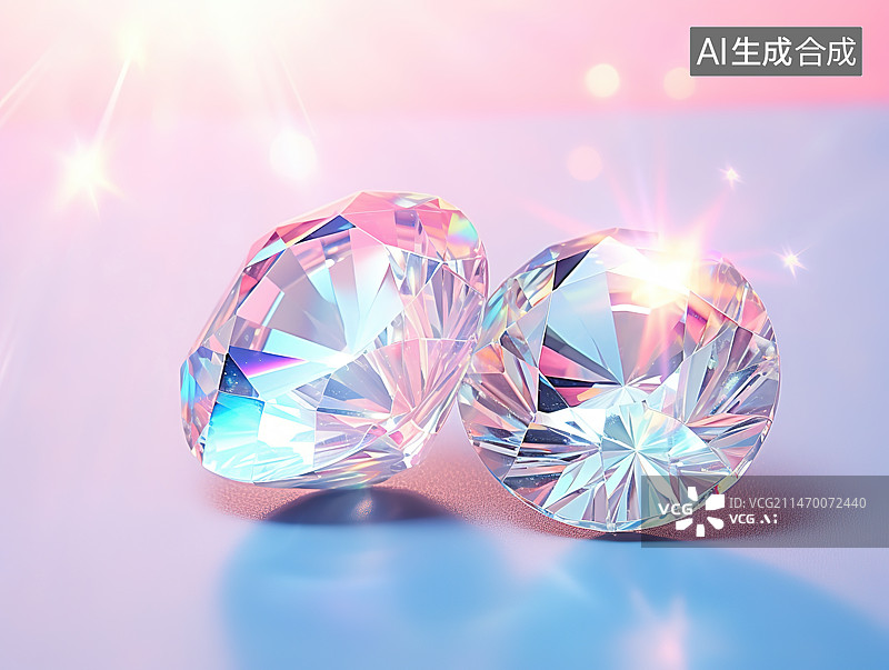 【AI数字艺术】彩色背景上的水晶饰品特写镜头图片素材