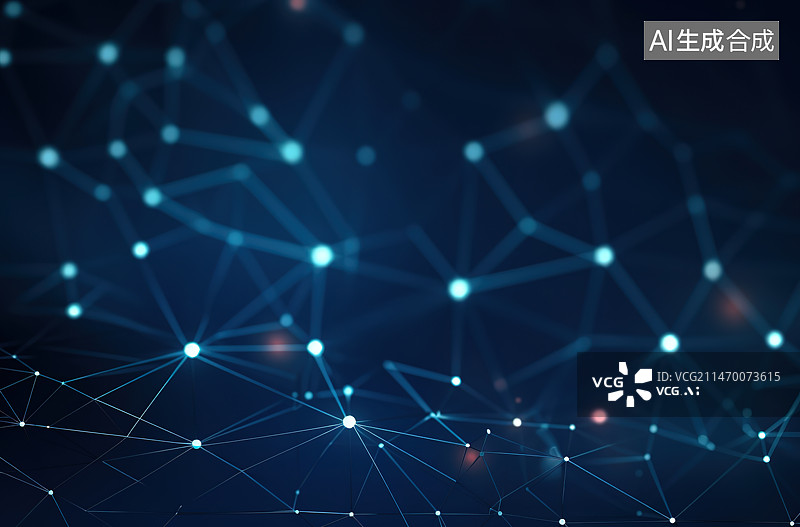 【AI数字艺术】点线组成的网络科技图图片素材