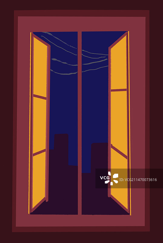 窗外的夜晚图片素材