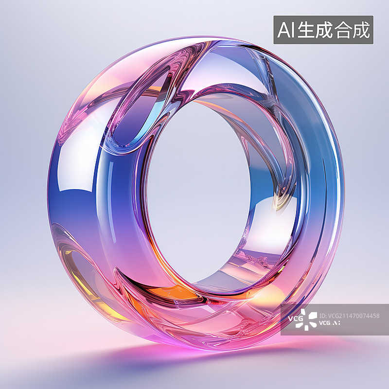【AI数字艺术】白色背景上的彩色玻璃特写镜头图片素材