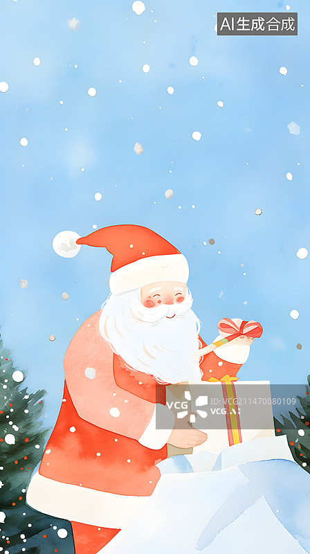 【AI数字艺术】卡通圣诞节老人图片素材