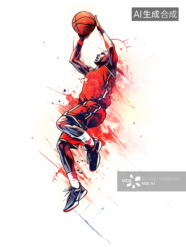 【AI数字艺术】扣篮的男运动员图片素材