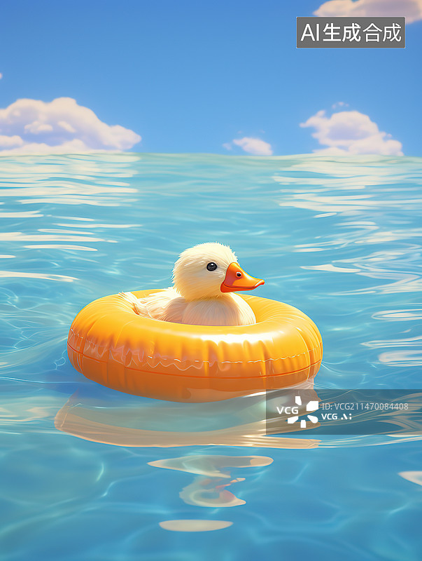 【AI数字艺术】游泳池里的充气筏上的女人图片素材
