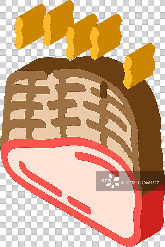2.5D风格烟熏火腿图标图片素材