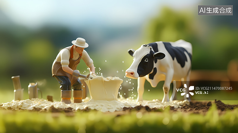 【AI数字艺术】在牛奶厂工作的工人创意微距图片素材