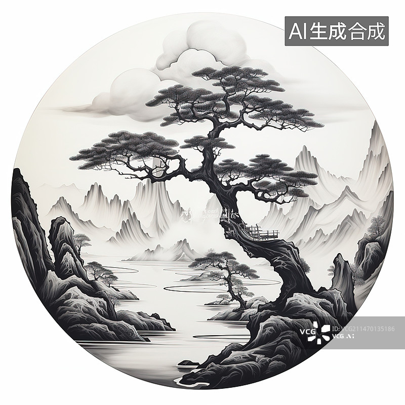 【AI数字艺术】画在树林里的树图片素材