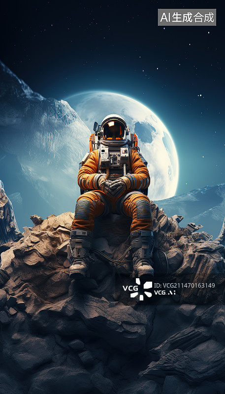 【AI数字艺术】宇航员与地形地貌与图片素材