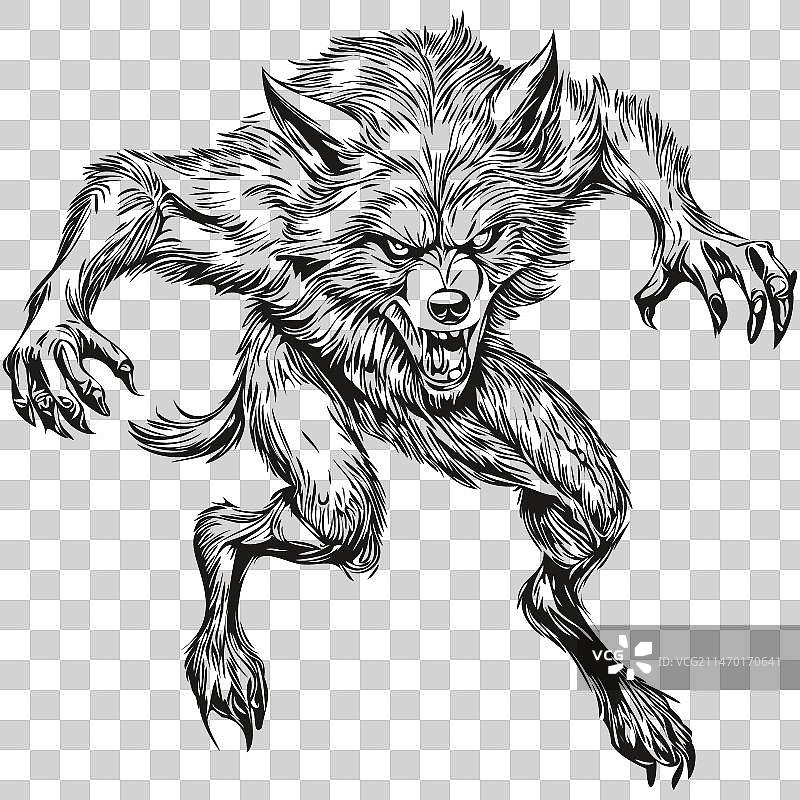 单色狼人出没图片素材