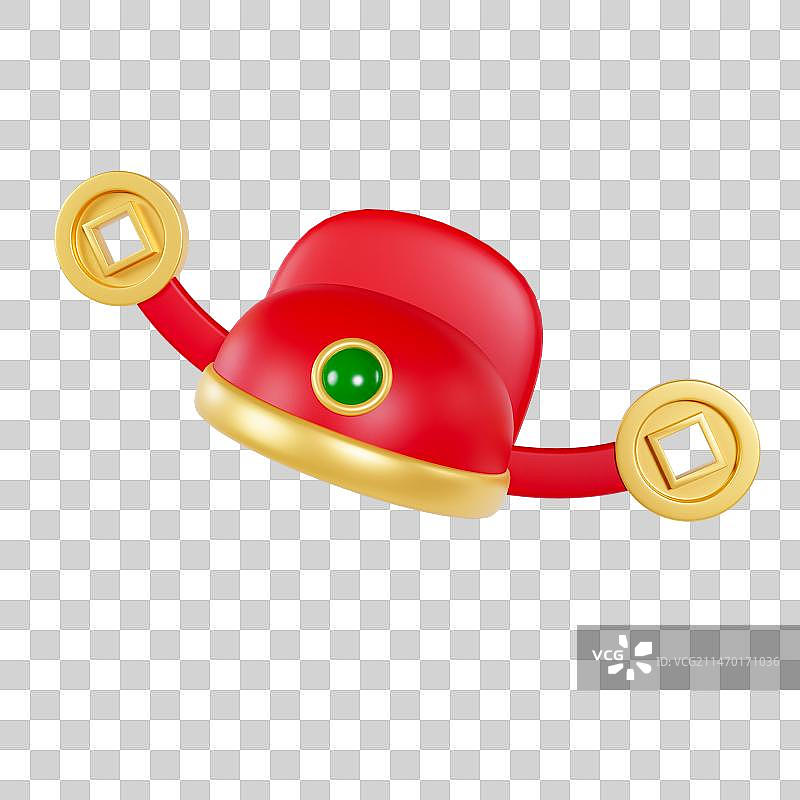 3D渲染的春节官帽财神帽春节元素图片素材