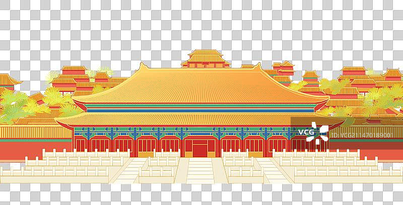 国潮风故宫插画图片素材